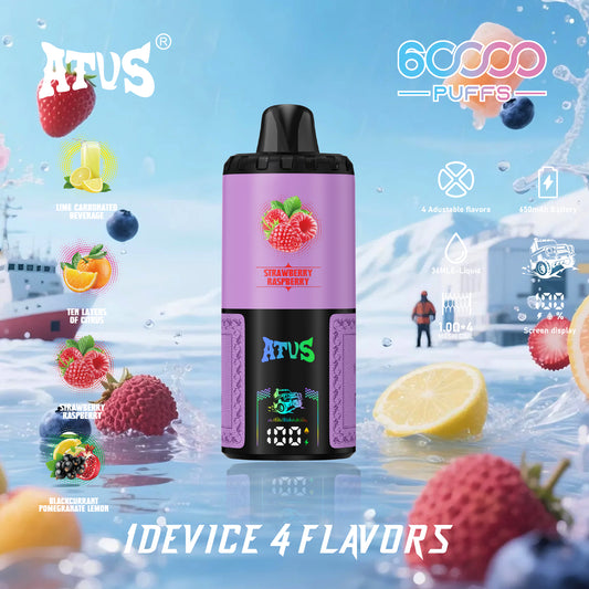 ATUS® Extreme: 60 000 Puff 4 az 1-ben tépőzáras porlasztó.|LIME SZÉNSAVMENTES ITAL|TÍZ RÉTEGŰ CITRUS|EPER MÁLNA|FEKETE RIBIZLI GRÁNÁTALMA CITROM|.